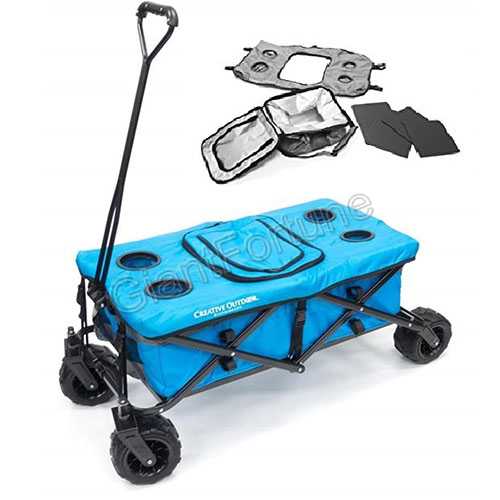 Outdoor Allterrain Folding Wagon Tabletop with Cooler Bag
