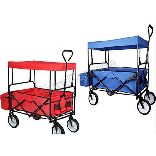 Folding Utility Garden Beach Wagon Cart with Canopy  