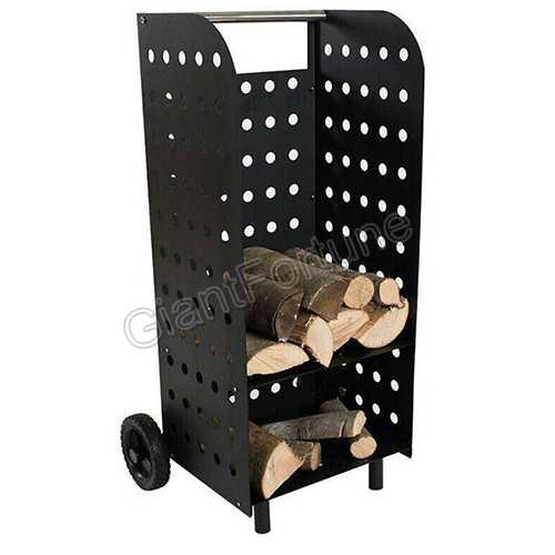 Firewood Storage Rack Tool Log Carrier Rolling Cart 