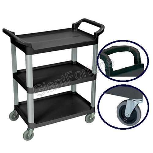 3 Shelf Kitchen Office Storage Plastic Utility Service Cart Trolley 