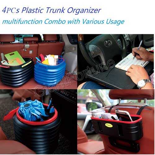 4pcs Car Plastic Trunk Organizer